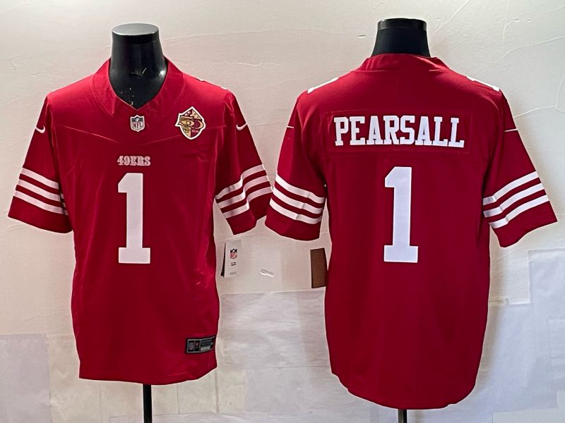 Men 2025 San Francisco 49ers #1 Pearsall red 3th generation Nike Limited NFL Jersey style  005